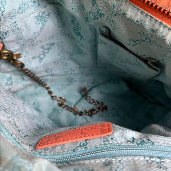 Babee D leather orange reptile prints hobo large shoulder bag antique hardwares - Picture 7 of 8